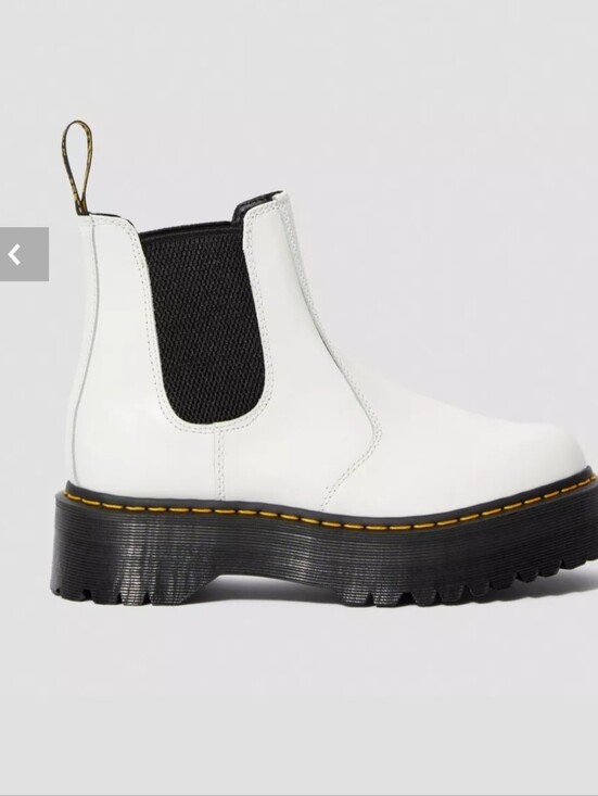 Dr. Martens Shoes - Dr. Martens 2976 Quad Platform White Chelsea Boots Size US 4